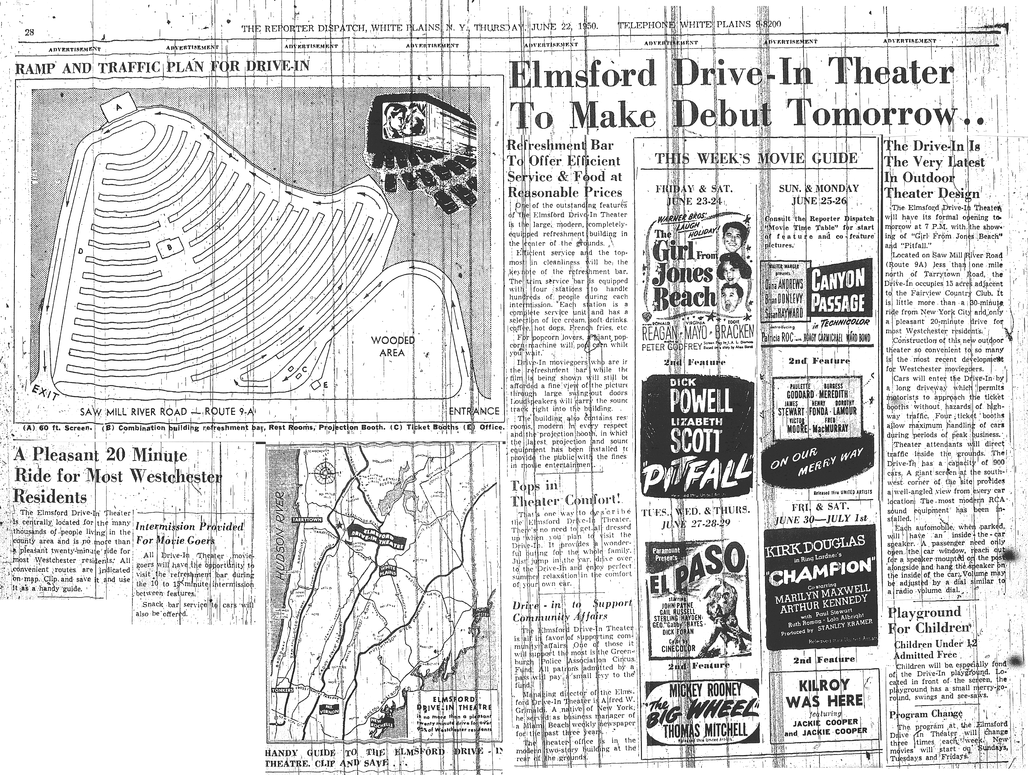 Elmsford Drivein Theatre was located in Elmsford, New York