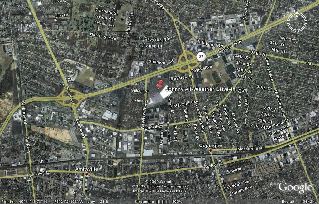 Johnny AllWeather Drivein Theatre was located in Copiague, New York