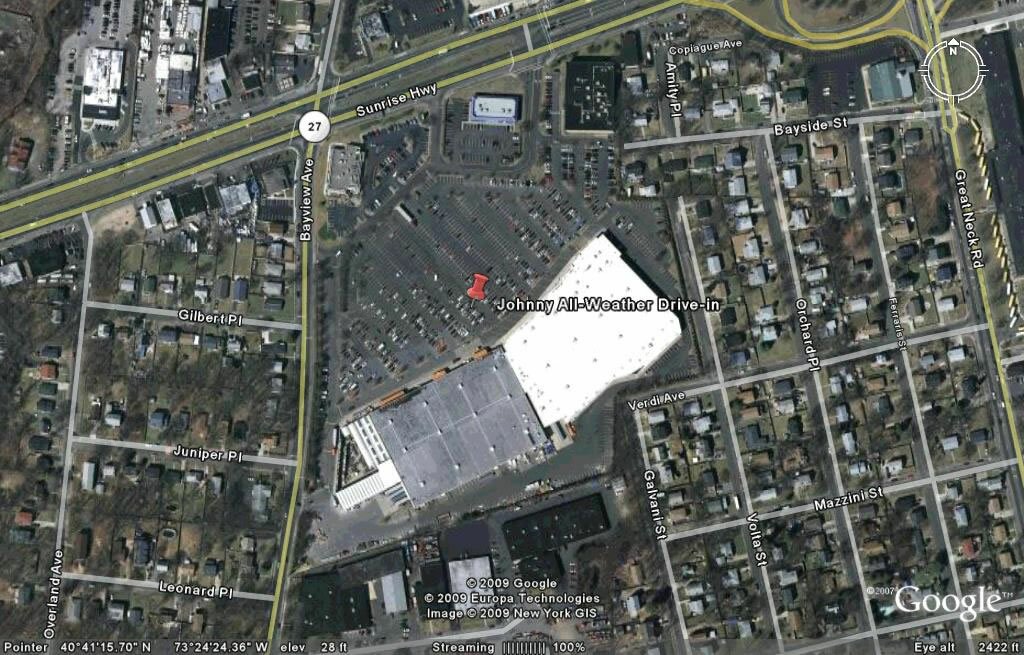 Johnny AllWeather Drivein Theatre was located in Copiague, New York