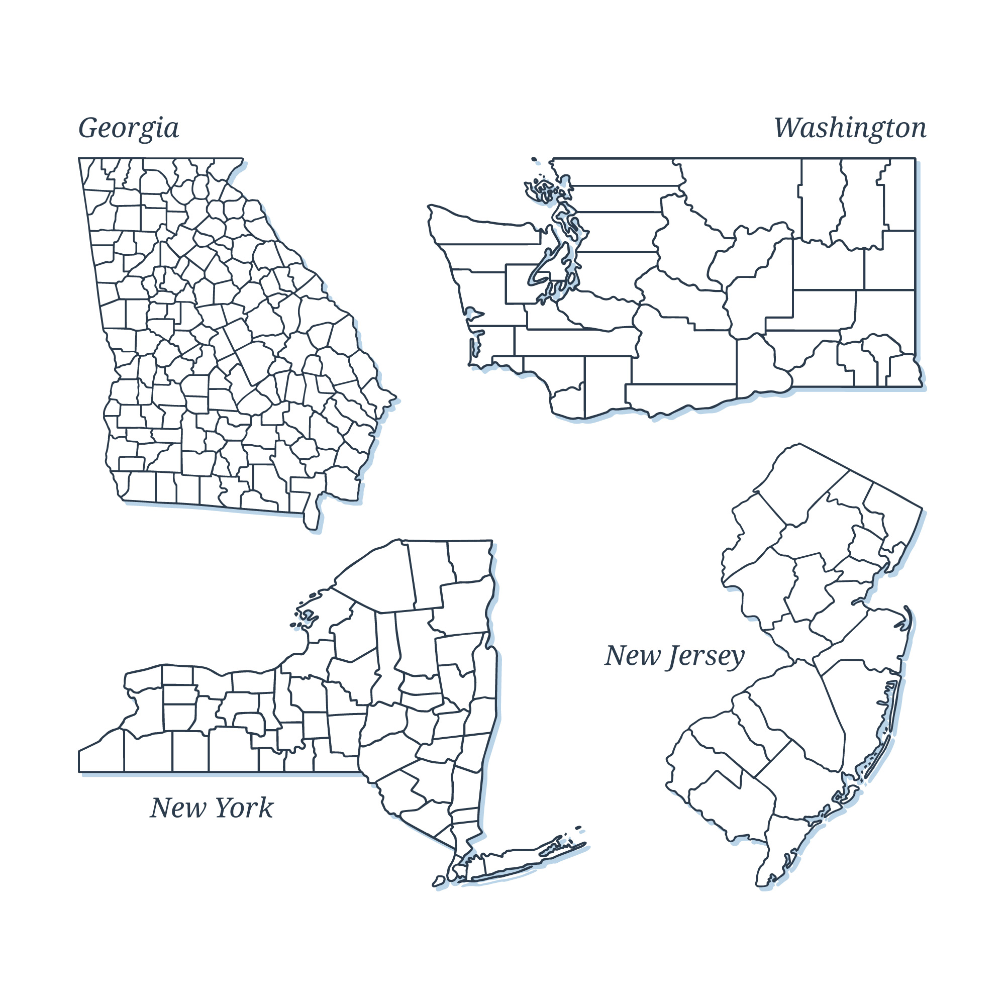 Place mouse arrow over map to view county names and link to regional pages.